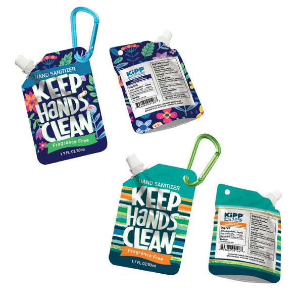 1.7oz. Hand Sanitizer Pouch with Carabiner Clip