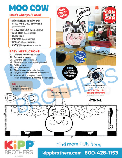 MOO COW Craft Wrap Downloadable Template