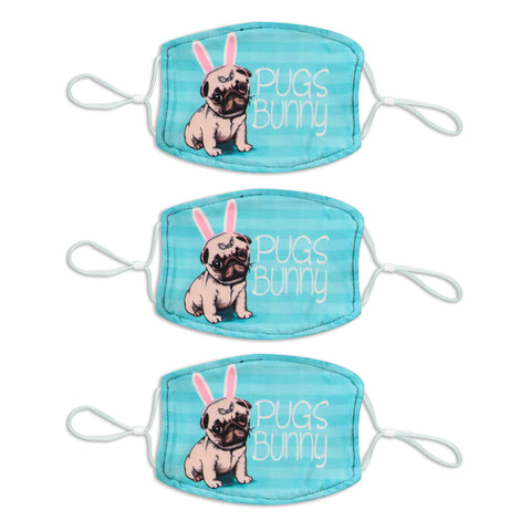 Adult Printed Spring Mask 3 Pack - Pugs Bunny