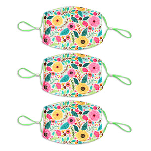 Adult Printed Spring Mask 3 Pack - White Floral