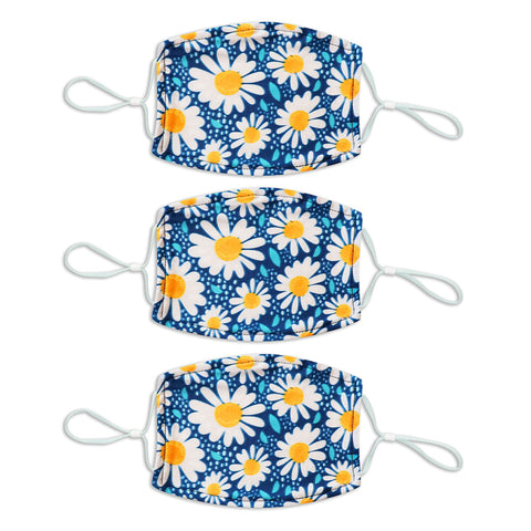 Adult Printed Spring Mask 3 Pack - Blue Daisy