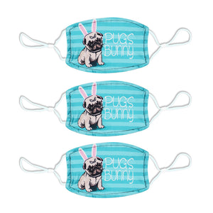 Child Printed Spring Mask 3 Pack - Pugs Bunny