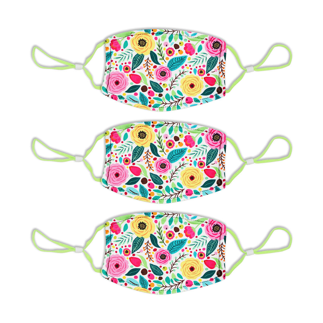 Child Printed Spring Mask 3 Pack - White Floral