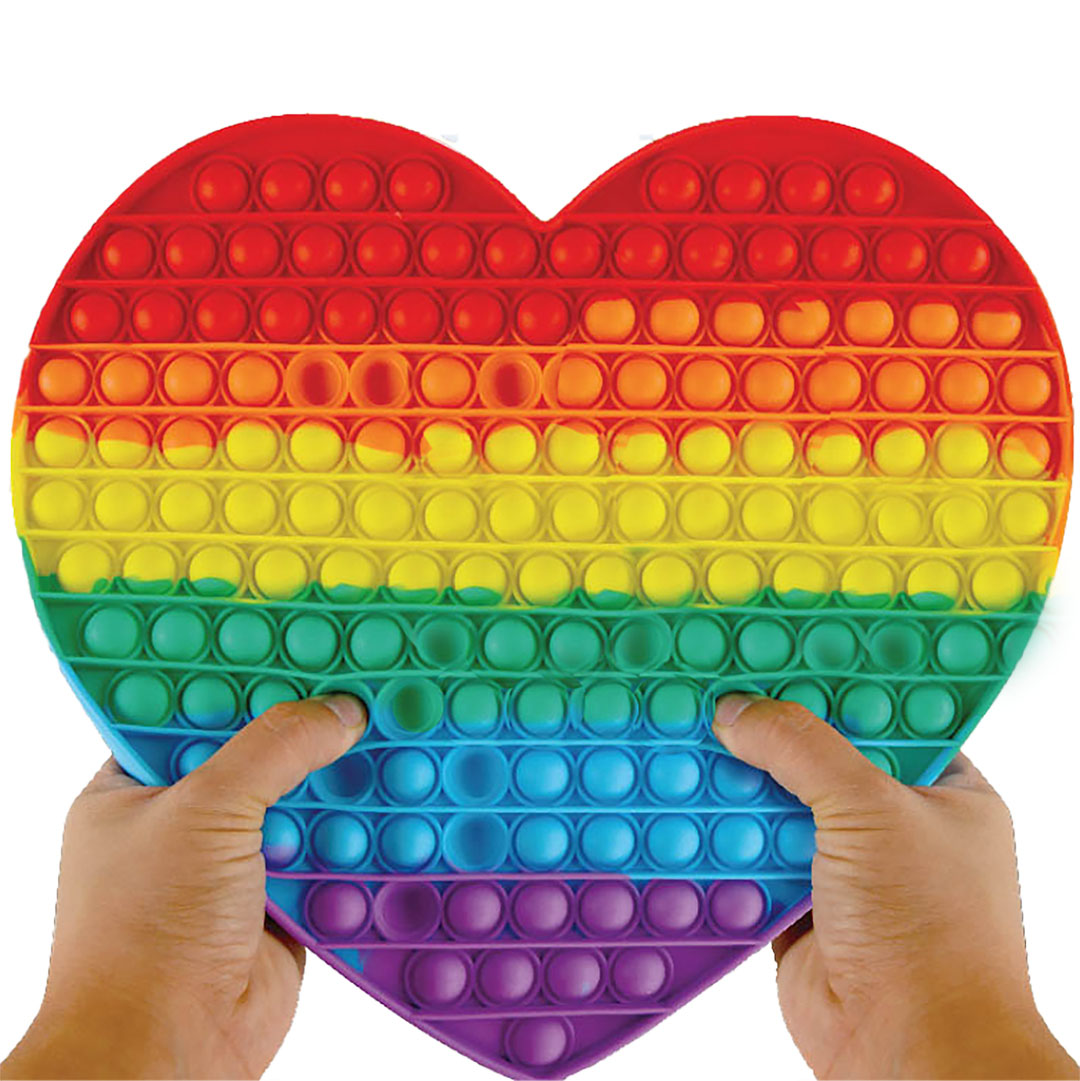 Jumbo Fidget Fun Bubble Popper - Rainbow Heart