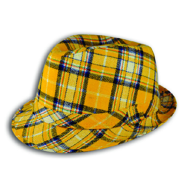 Yellow Plaid Fashion Fedora