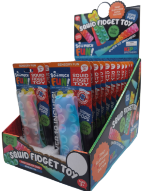 ITEM NUMBER 023264 SENSORY SQUID FIDGET FUN TOY 24 PIECES PER DISPLAY