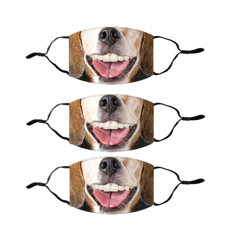 Adult Printed Face Mask 3 Pack - Smiling Dog
